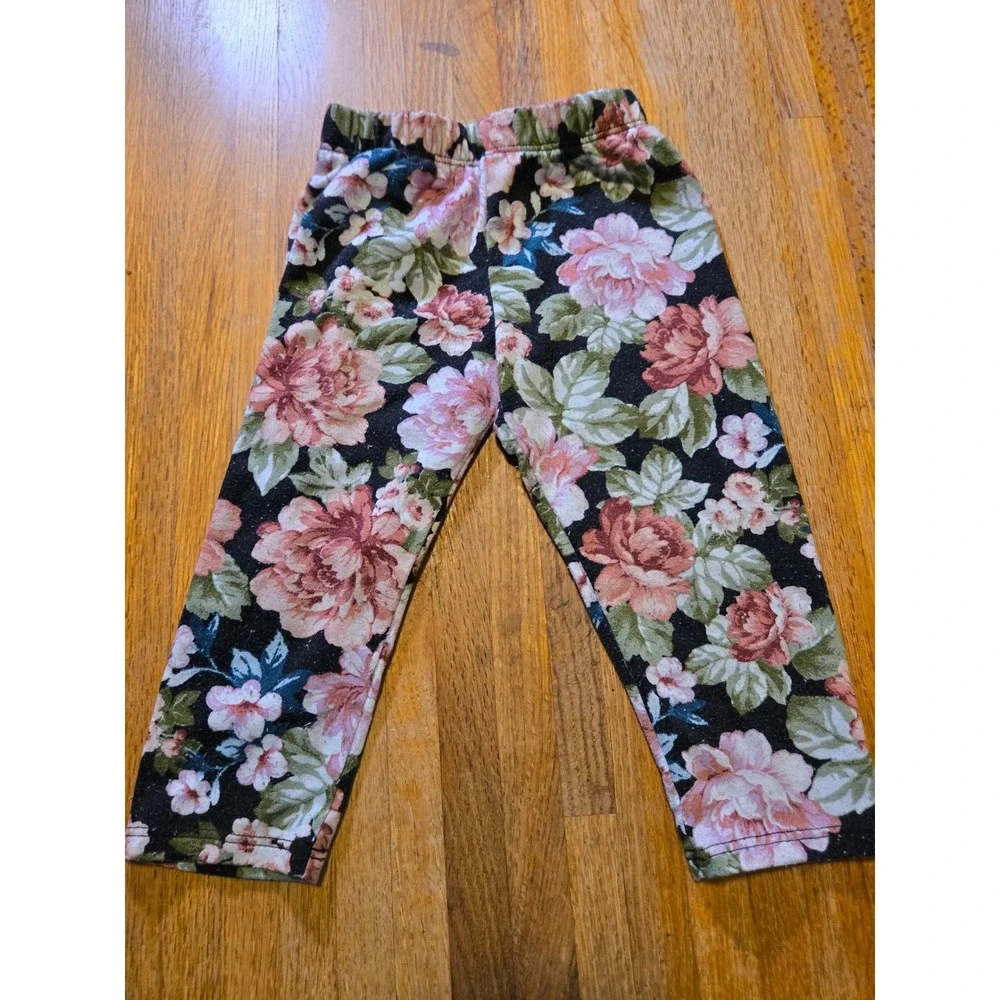 Bonnie Jean Girl 2T Olive Ruffle Flared Hem BOHO Gauze Top Floral Legging Outfit
